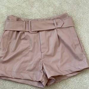 Belted pleather shorts
